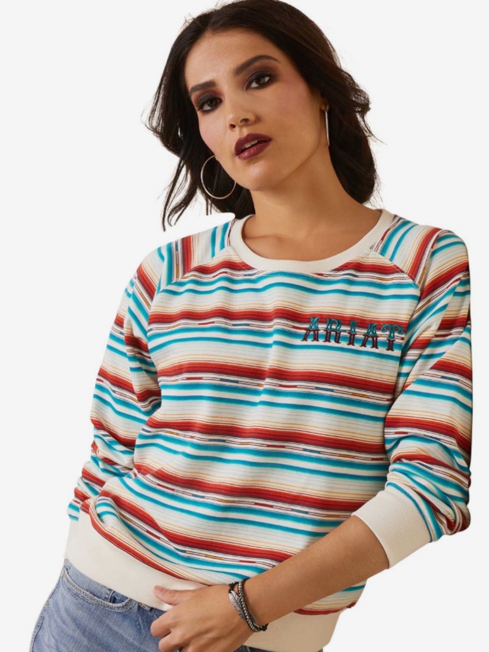 Ariat R.E.A.L. Rosa Serape Crewneck Striped Sweatshirt | XS